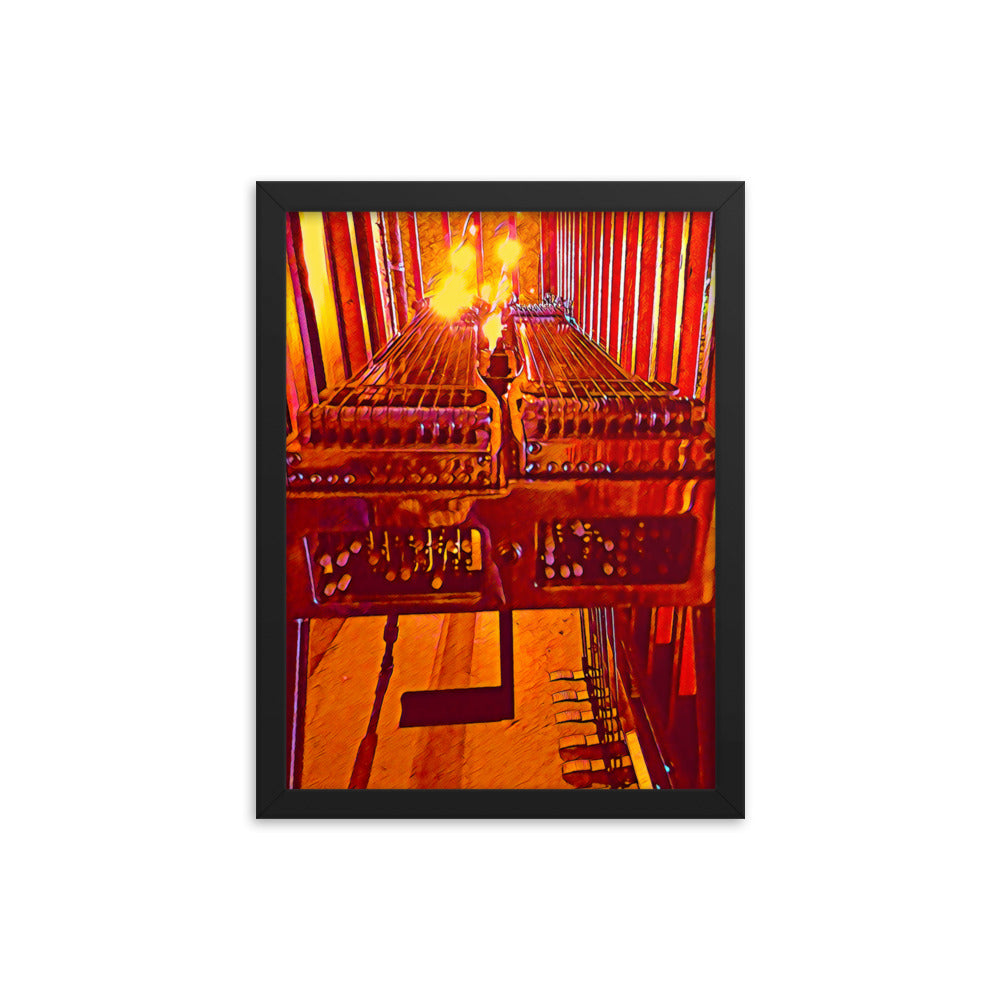 "Pedal Steel Flames" - Framed Poster